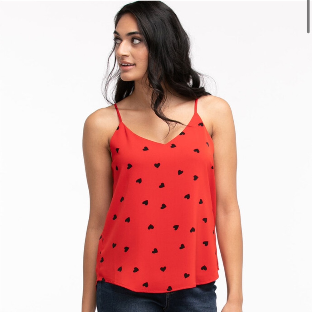 Red Heart Print Spaghetti Strap Women's Tank Top